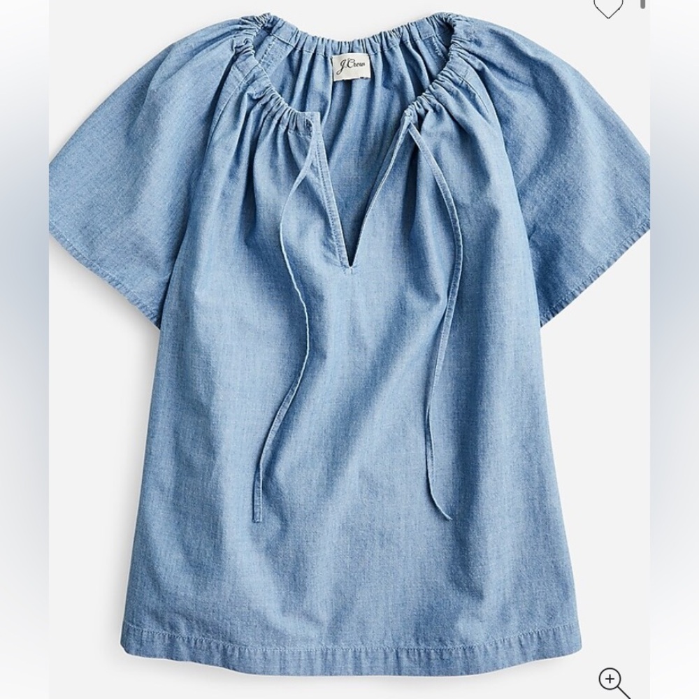 J.Crew Chambray Tie Neck Top NWT
